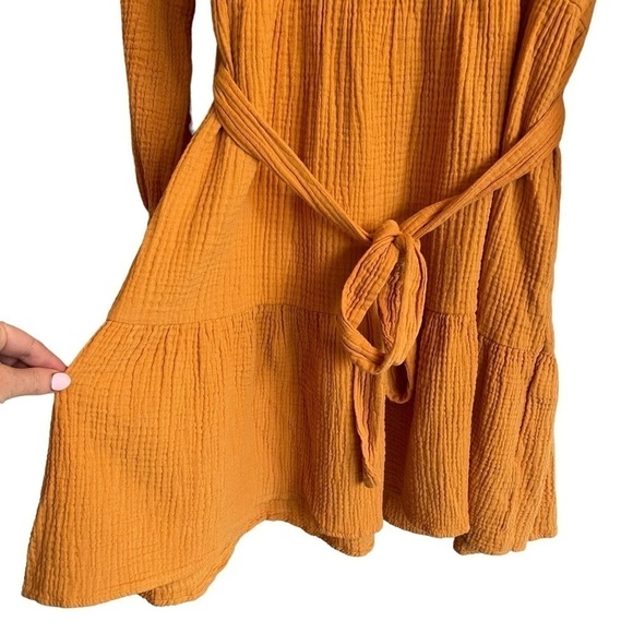 NA-KD V-Neck Dress, Mustard Yellow, Size 8 - Picture 3 of 10